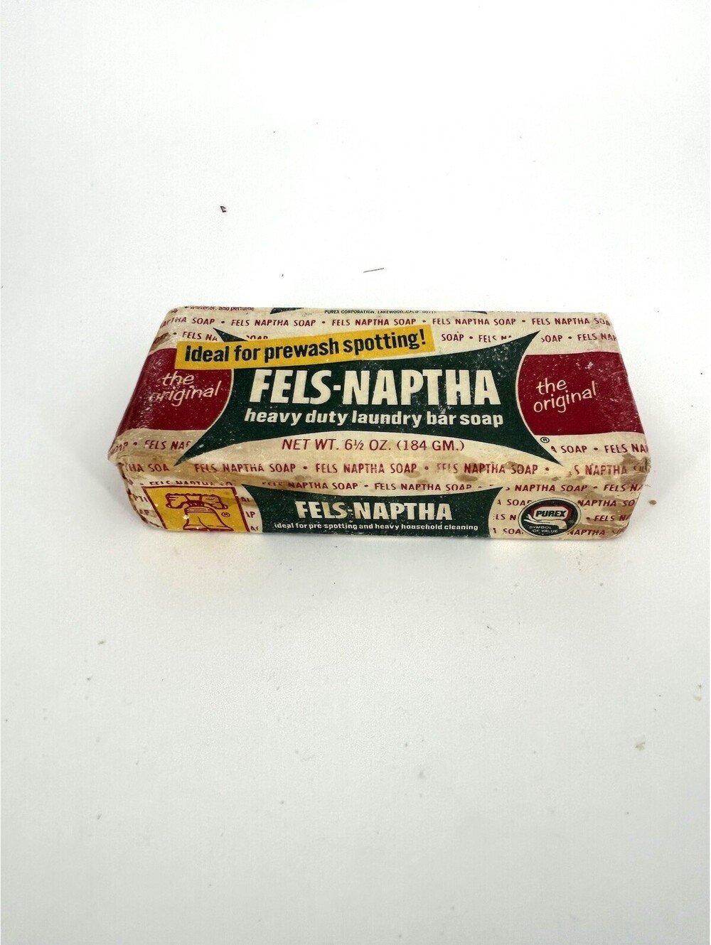 Vintage Fels-Naptha Heavy Duty Laundry Bar Soap 6.5 Oz Wrapped Purex Advertising